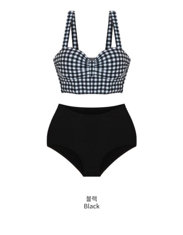 Mina_Swimsuit_兩件式黑格背心泳衣_Mina_Closet