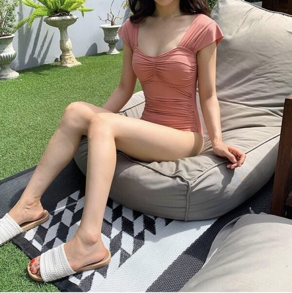 一件式連體韓版小保守泳衣：圖片 5